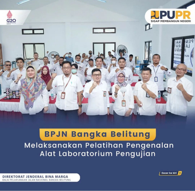 Pelatihan Pengenalan Alat Laboratorium Pengujian BPJN Bangka Belitung.