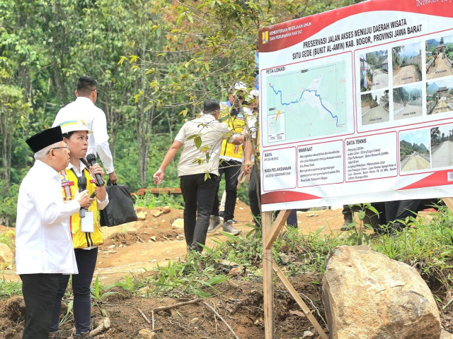 Wapres Ma’ruf Amin Tinjau Pekerjaan Jalan Akses Wisata Situ Rawa Gede