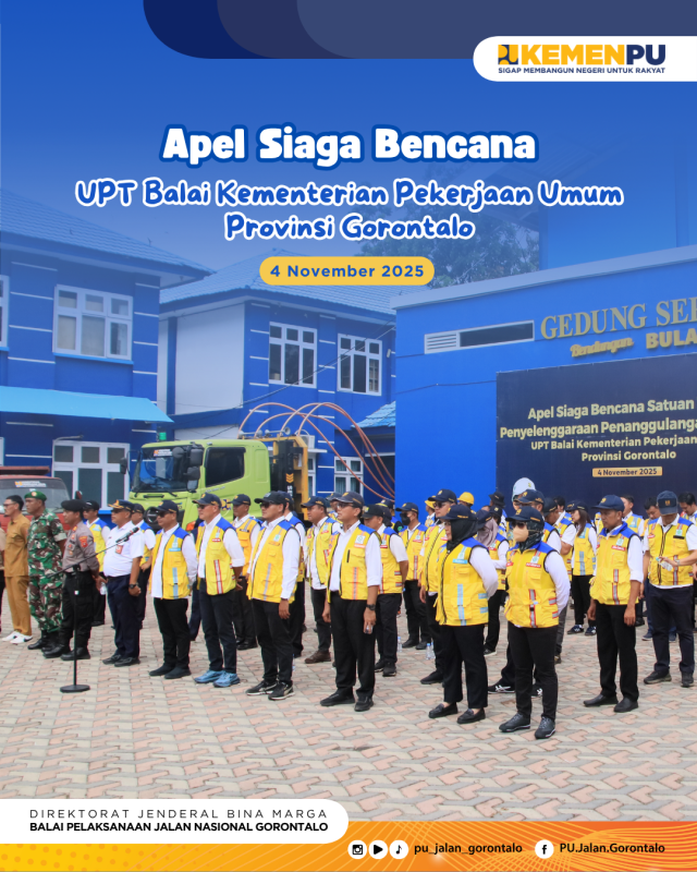 UPT Kementerian PU di Provinsi Gorontalo Laksanakan Apel Siaga Bencana secara Hybrid
