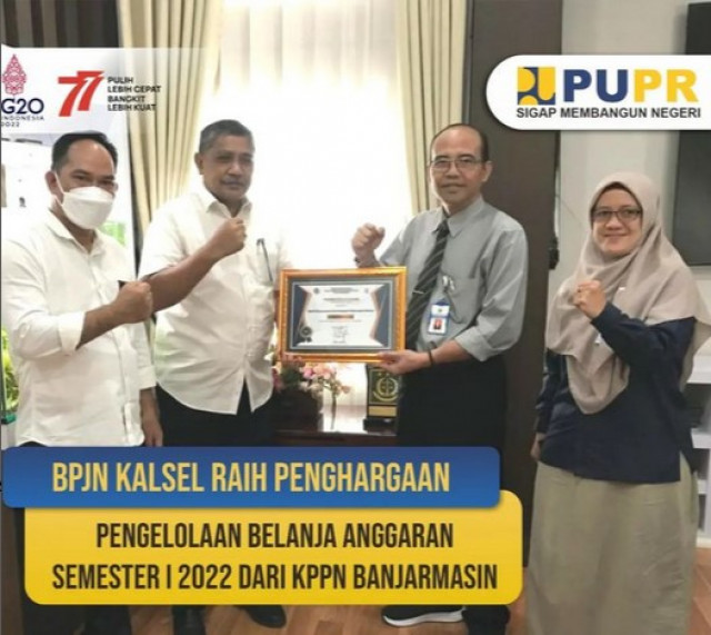 BPJN Kalsel Raih Penghargaan Pengelolaan Belanja Anggaran Semester I 2022 Dari KPPN Banjarmasin