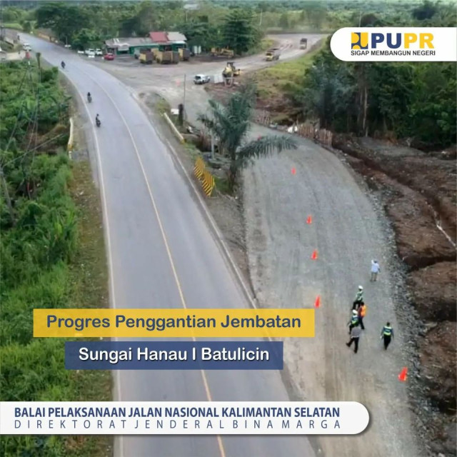 Progres pekerjaan Jembatan Sungai Hanau I di Kabupaten Tanah Bumbu