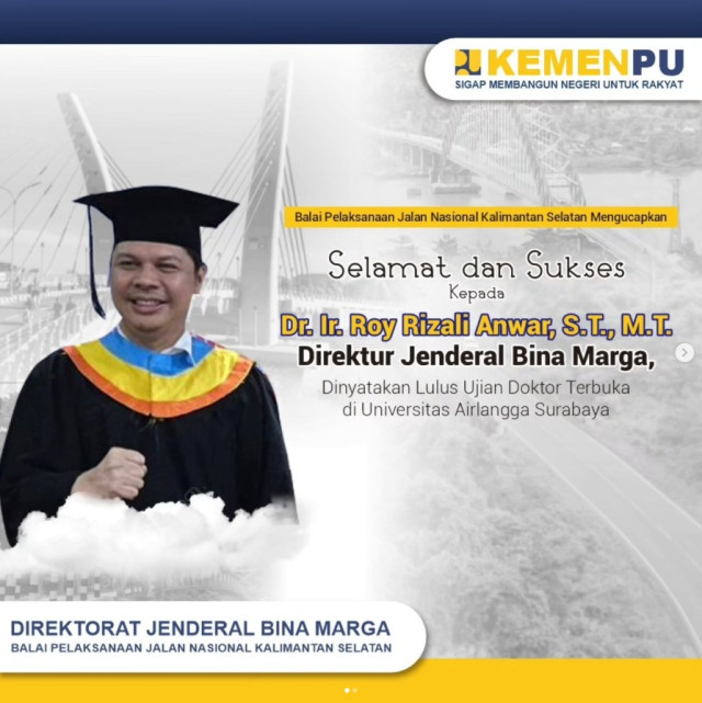 Seluruh jajaran Balai Pelaksanaan Jalan Nasional Kalimantan Selatan mengucapkan