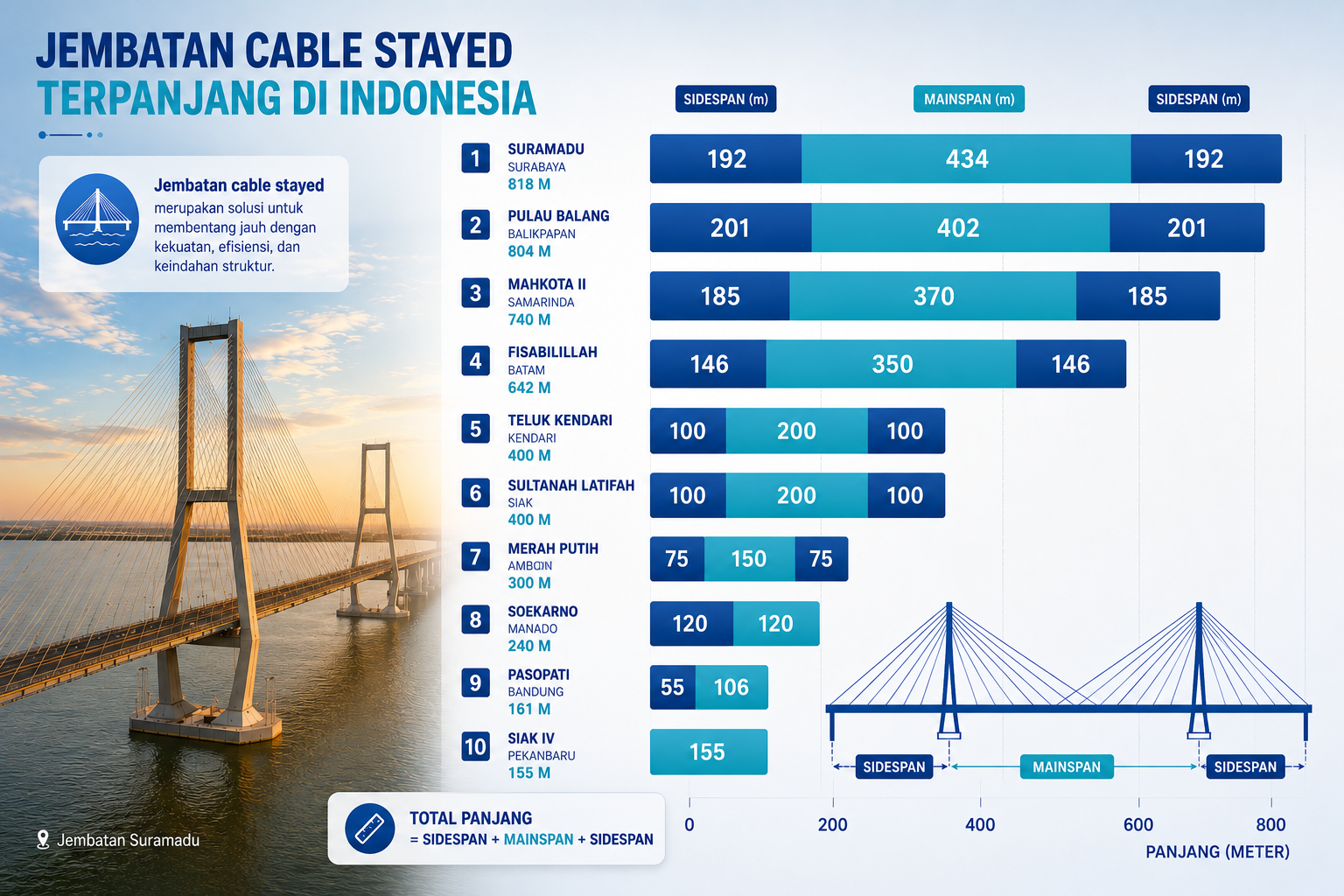 Jembatan Cable Stayed Terpanjang di Indonesia