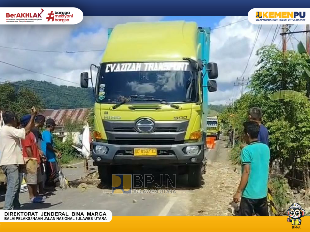 BPJN Sulawesi Utara Lakukan Penanganan Amblasnya Ruas Jalan Kaiya-Maelang (STA 4+700)