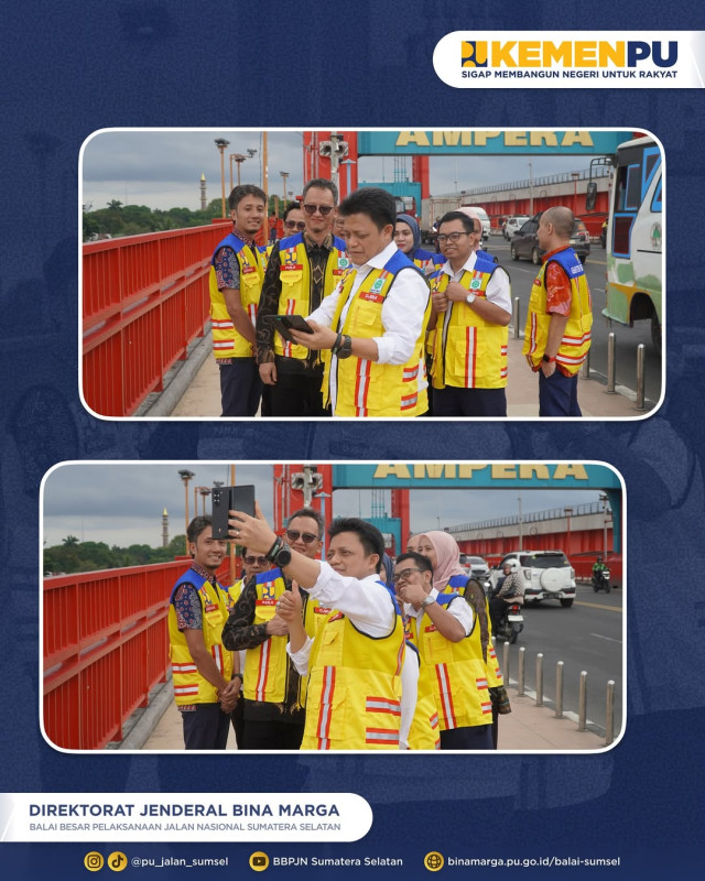 Sesditjen Bina Marga Tinjau Jembatan Ampera dan Perkuat Kinerja Organisasi BBPJN Sumatera Selatan
