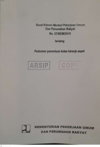 No. 37/SE/M/2015 Tentang Pedoman Penentuan Kelas Kinerja Aspal