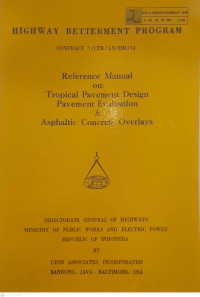 Reference Manual on Tropical Pavement Design Pavement Evaluation and Asphaltic Concrete Overlays