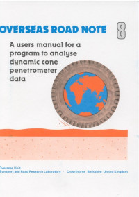 Image of A Users Manual for a Program to Analyse Dynamic Cone Penetrometer Data