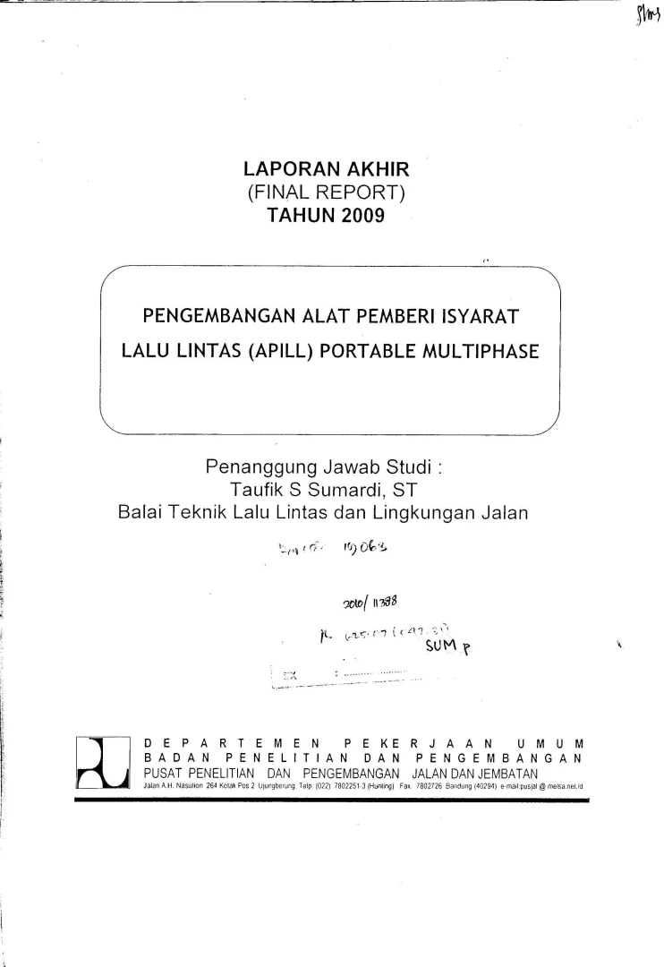 PENGEMBANGAN ALAT PEMBERI ISYARAT LALU LINTAS (APILL) PORTABLE MULTIPHASE