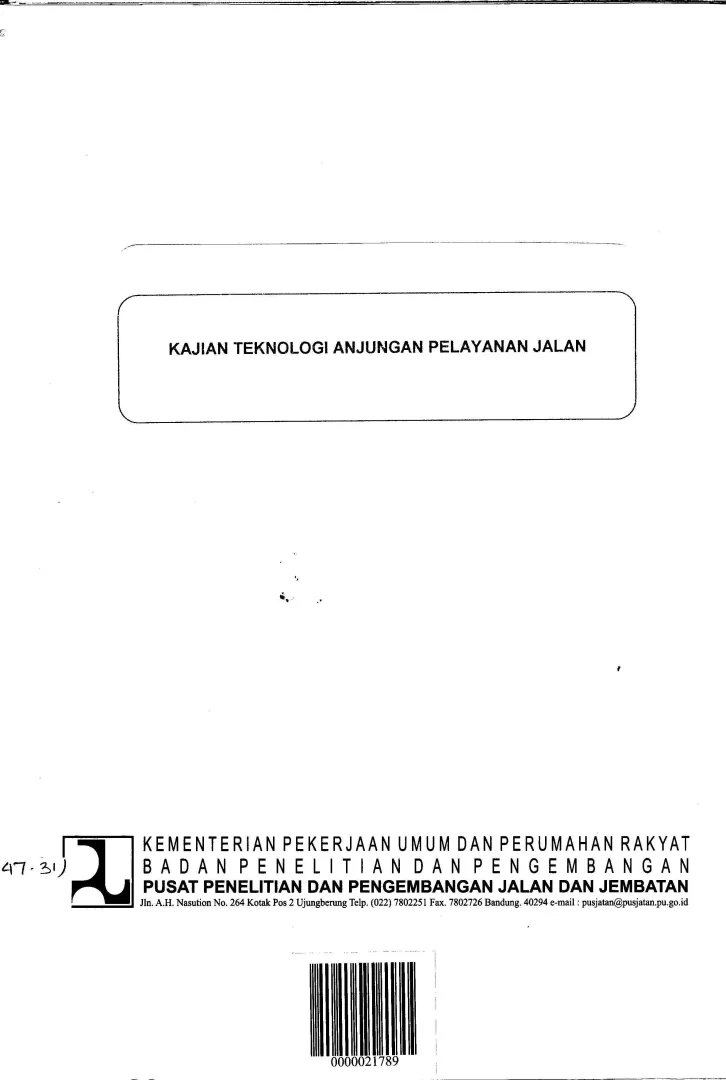 KAJIAN TEKNOLOGI ANJUNGAN PELAYANAN JALAN 