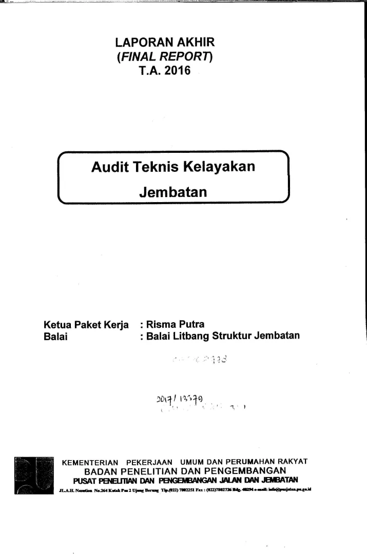 AUDIT TEKNIS KELAYAKAN JEMBATAN 