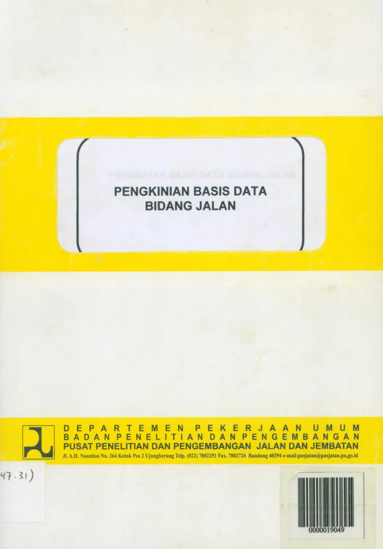 PENGKINIAN BASIS DATA BIDANG JALAN 