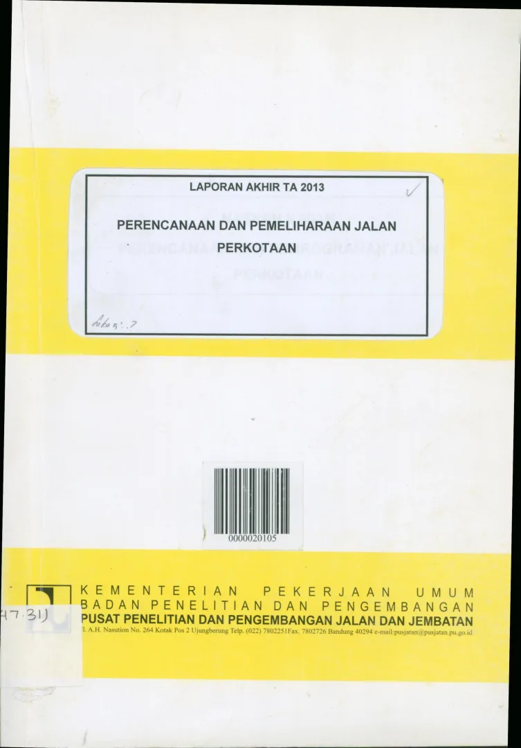 PERENCANAAN DAN PEMELIHARAAN JALAN PERKOTAAN 