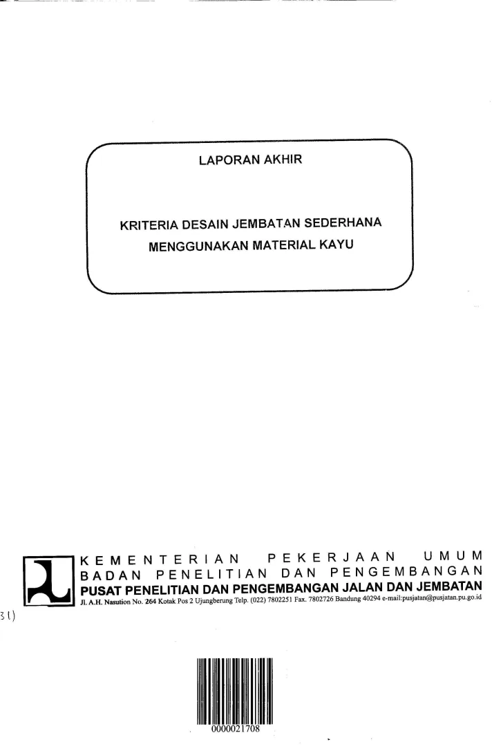 KRITERIA DESAIN JEMBATAN SEDERHANA MENGGUNAKAN MATERIAL KAYU